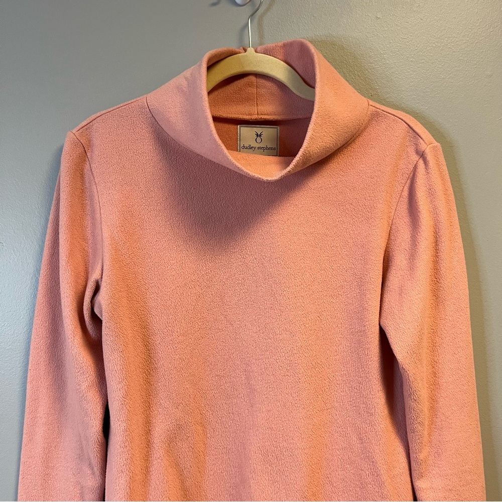 Dudley Stephens Fleece Light Pink Cobble Hill Turtleneck Terry Fleece Sz M EUC - Picture 3 of 15
